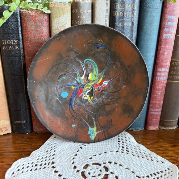 MCM 1960's Pollack Inspired Enamel Copper Plate - Picture 5 of 10